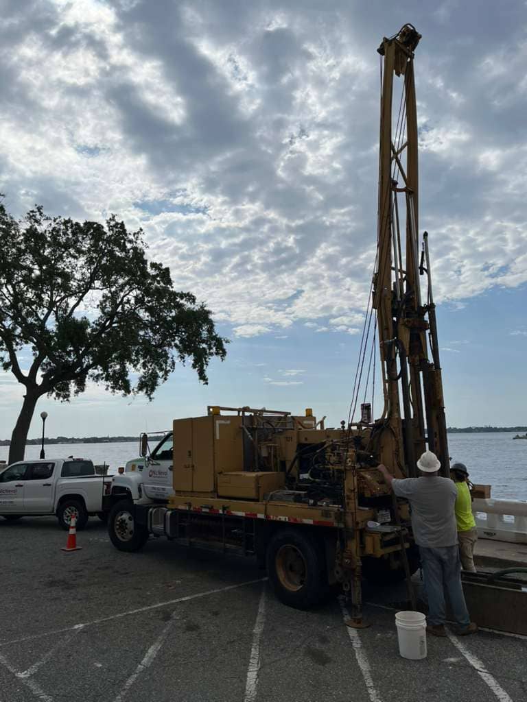 Geotechnical drilling crew performing subsurface investigation in Florida